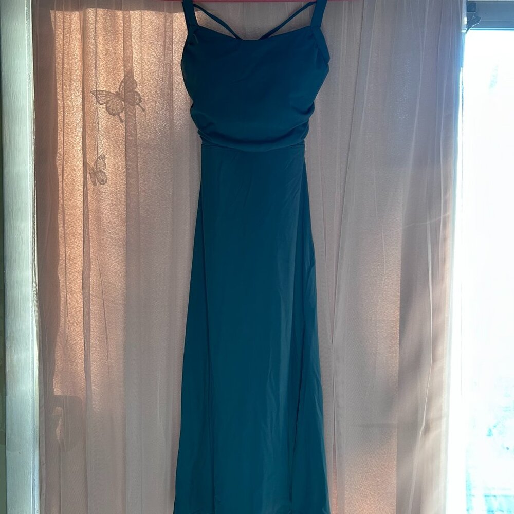 NWT- LG HALARA- Ruched Lace Up Bodycon Midi Casual Dress